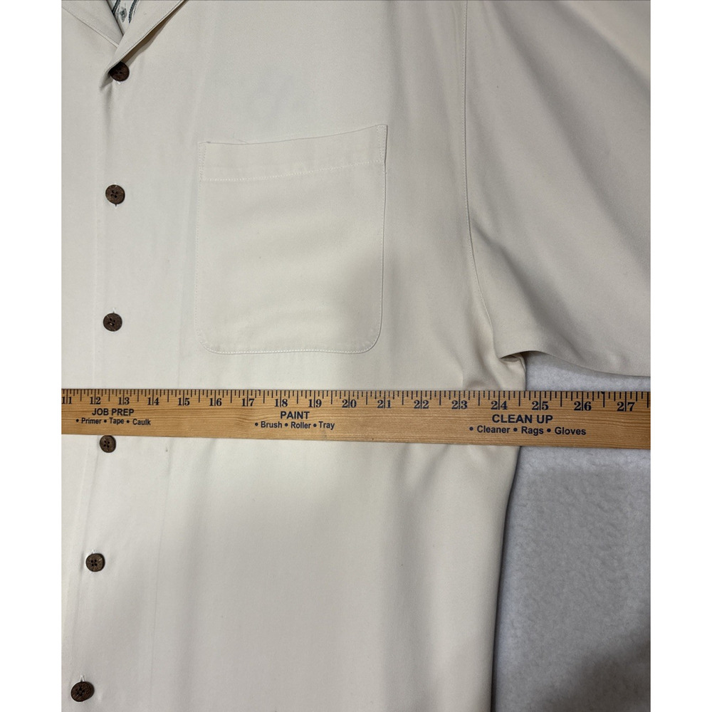 Tommy Bahama Mens XL Silk Camp Shirt Beige Embroidered Sail Fast Live Slow - Picture 7 of 8